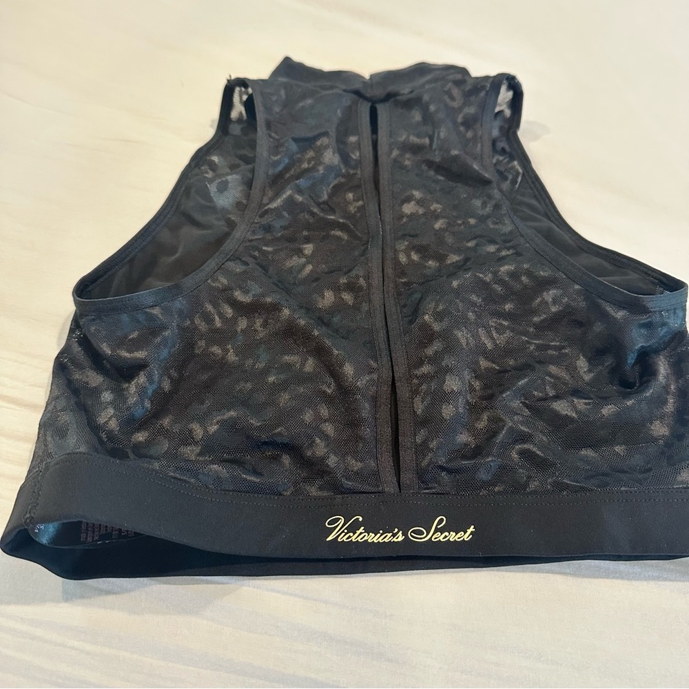 Victoria's Secret Black Sports Bra with Lace Overlay